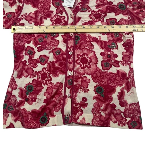 Burberry London Vintage Floral Merino Wool Cardigan Sweater Made In Italy L New - Picture 10 of 12
